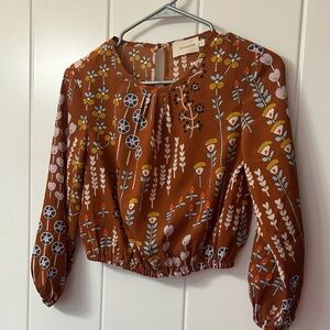 Rust Floral 3/4 length Sleeve Blouse
